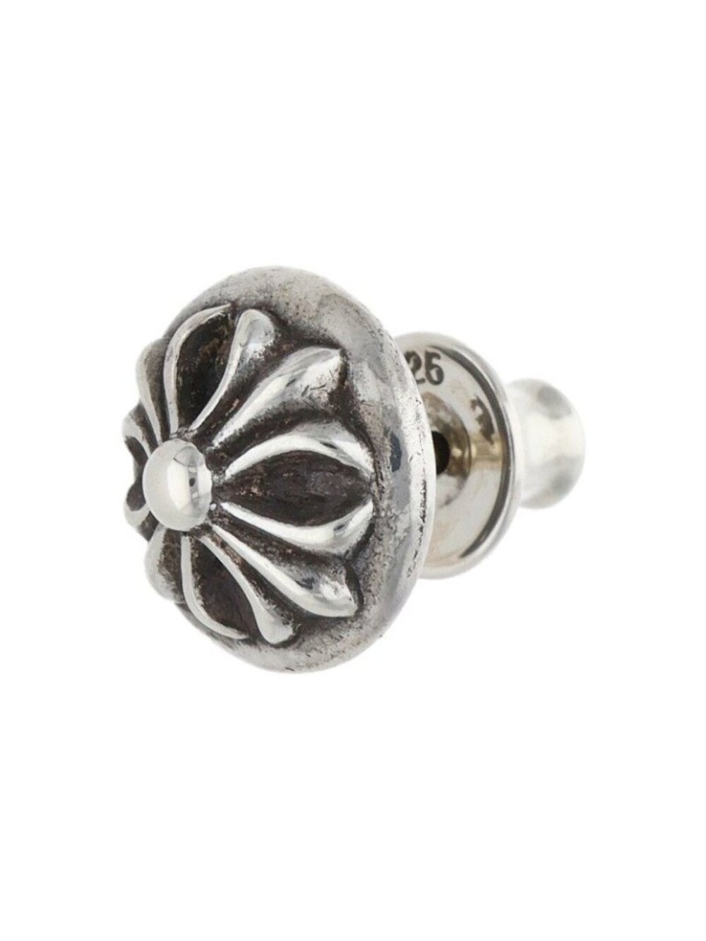 Chrome Hearts Stud Crsbll Cross Ball Silver Earrings